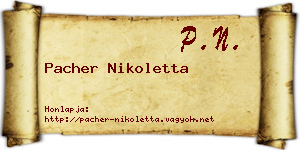 Pacher Nikoletta névjegykártya